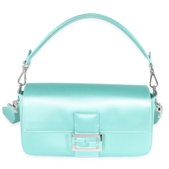 Fendi Handbags - Fendi x Tiffany & Co Blue Silk Medium Baguette Bag